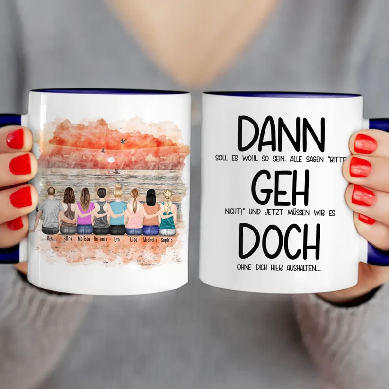 Personalisierte Tasse Kollegen (7 Frauen + 1 Mann) - Abschiedsgeschenk
