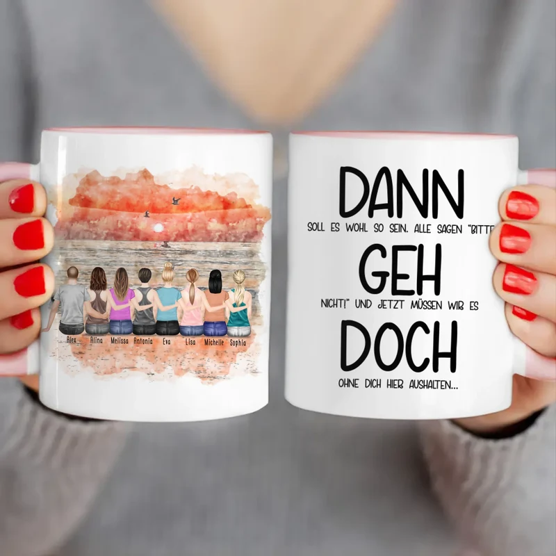 Personalisierte Tasse Kollegen (7 Frauen + 1 Mann) - Abschiedsgeschenk