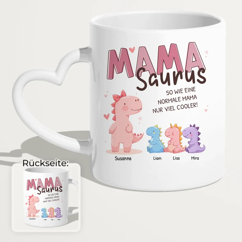 Personalisierte Tasse - Mamasaurus mit 1-10 Kindern