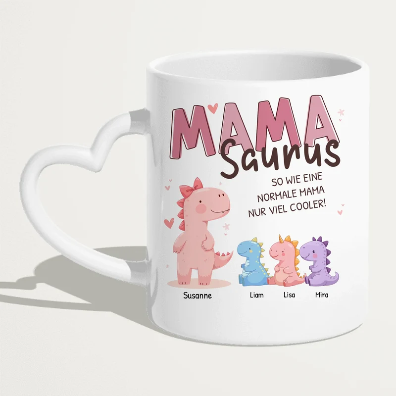 Personalisierte Tasse - Mamasaurus mit 1-10 Kindern