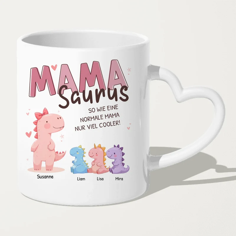 Personalisierte Tasse - Mamasaurus mit 1-10 Kindern