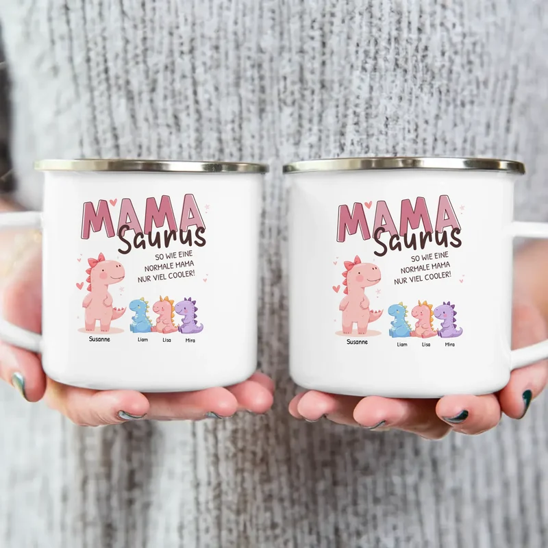 Personalisierte Tasse - Mamasaurus mit 1-10 Kindern