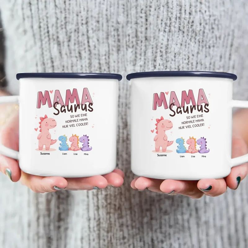 Personalisierte Tasse - Mamasaurus mit 1-10 Kindern