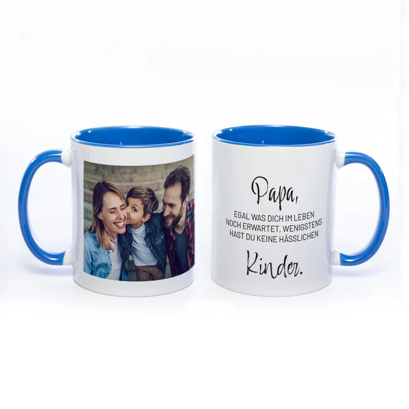 Spülmaschinenfeste Tasse "Papa" mit Foto (HD Druck) | Jetzt selbst gestalten!