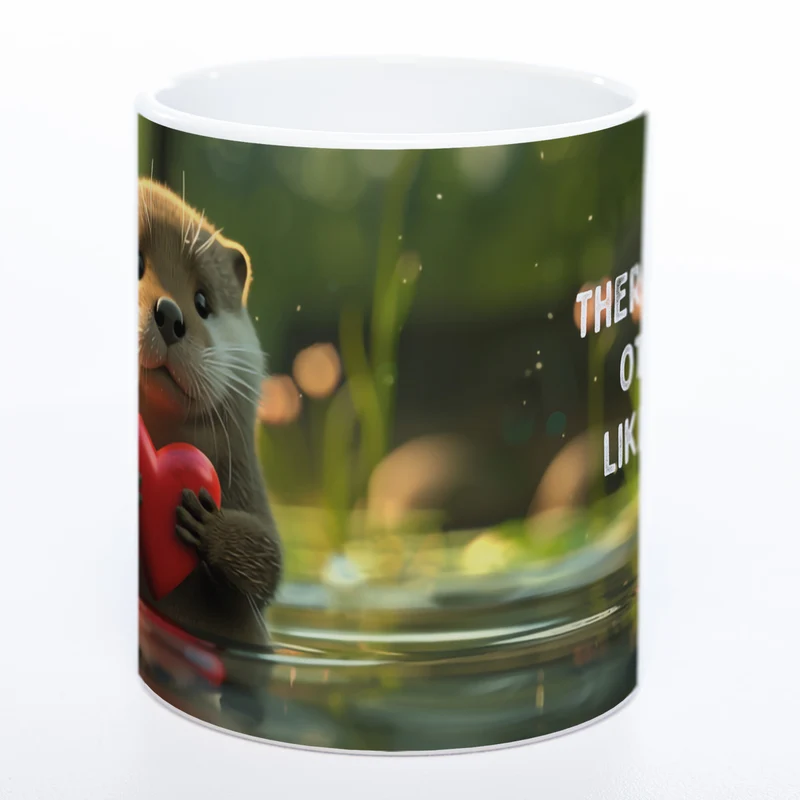 Spülmaschinenfeste Motiv-Tasse mit Otter Motiv 3 und 2 Liebessprüchen zur Auswahl - süße Kaffeetasse
