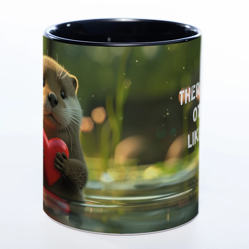 Spülmaschinenfeste Motiv-Tasse mit Otter Motiv 3 und 2 Liebessprüchen zur Auswahl - süße Kaffeetasse