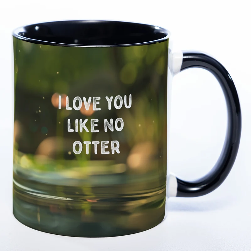 Spülmaschinenfeste Motiv-Tasse mit Otter Motiv 3 und 2 Liebessprüchen zur Auswahl - süße Kaffeetasse