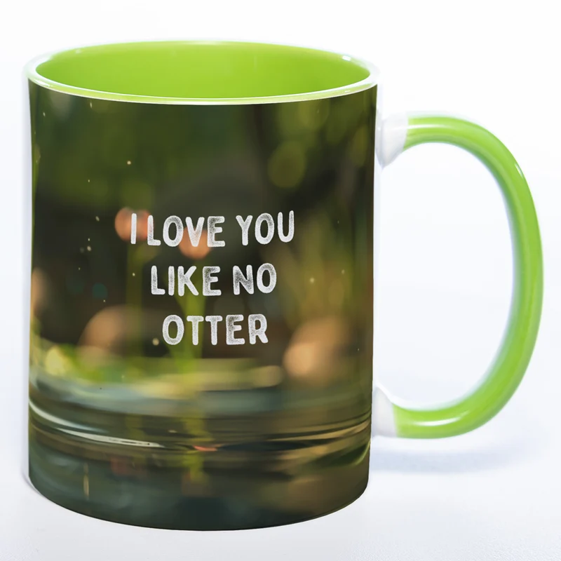 Spülmaschinenfeste Motiv-Tasse mit Otter Motiv 3 und 2 Liebessprüchen zur Auswahl - süße Kaffeetasse