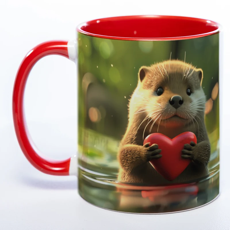 Spülmaschinenfeste Motiv-Tasse mit Otter Motiv 3 und 2 Liebessprüchen zur Auswahl - süße Kaffeetasse