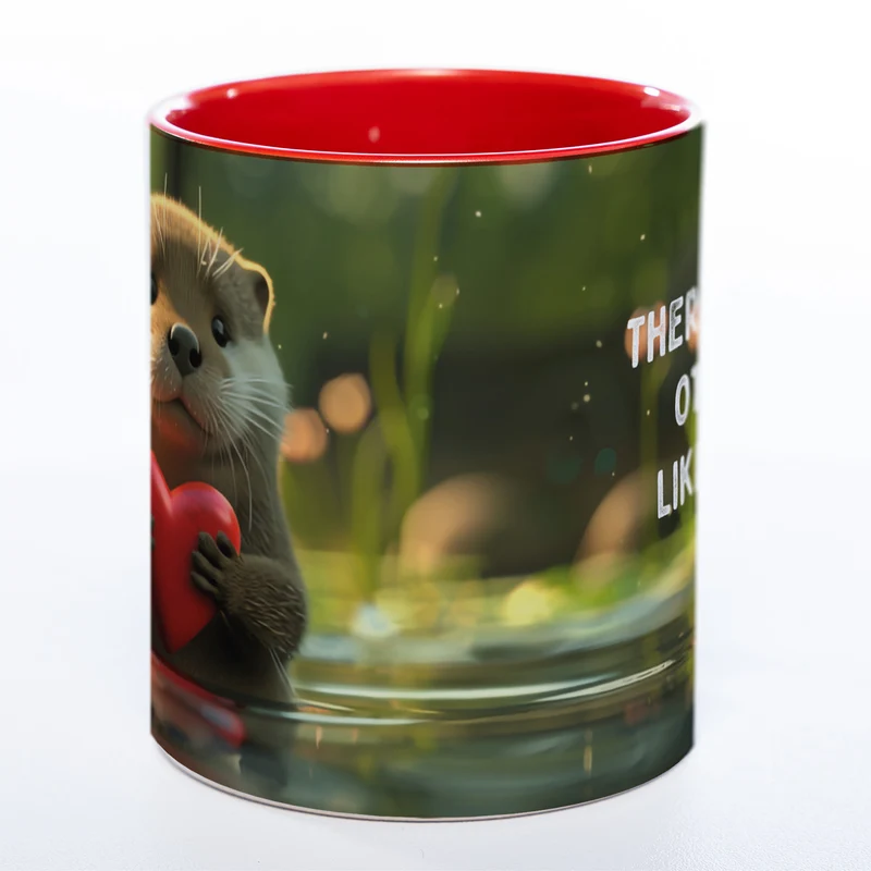 Spülmaschinenfeste Motiv-Tasse mit Otter Motiv 3 und 2 Liebessprüchen zur Auswahl - süße Kaffeetasse