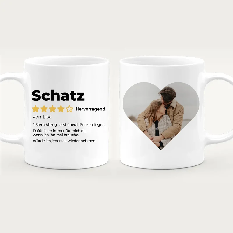 Personalisierte Tasse - Bewertung für Partner