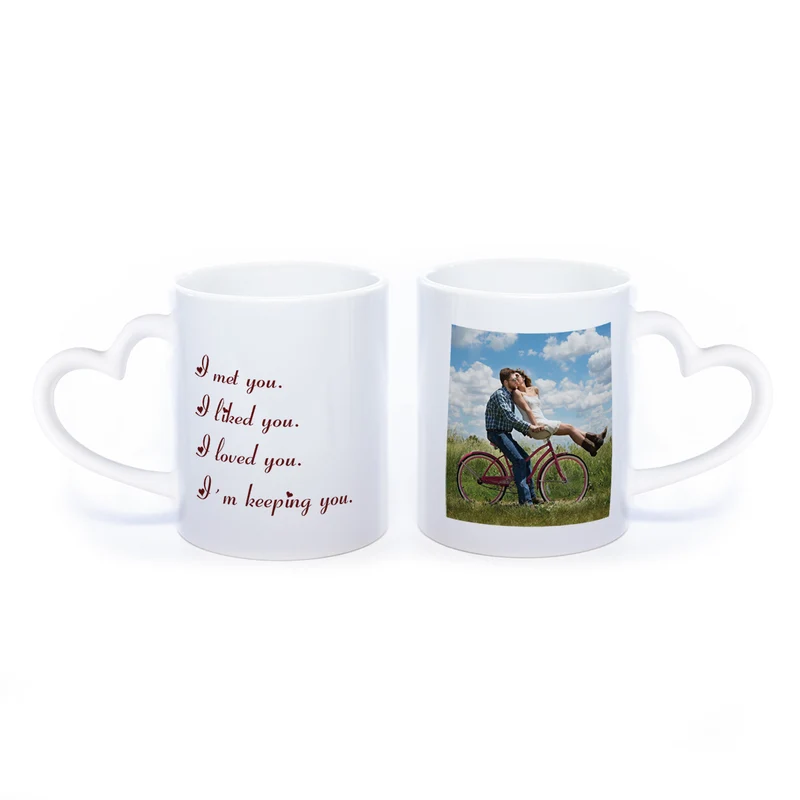 Liebes-Tasse "I met you" mit Foto (HD Druck) spülmaschinenfest