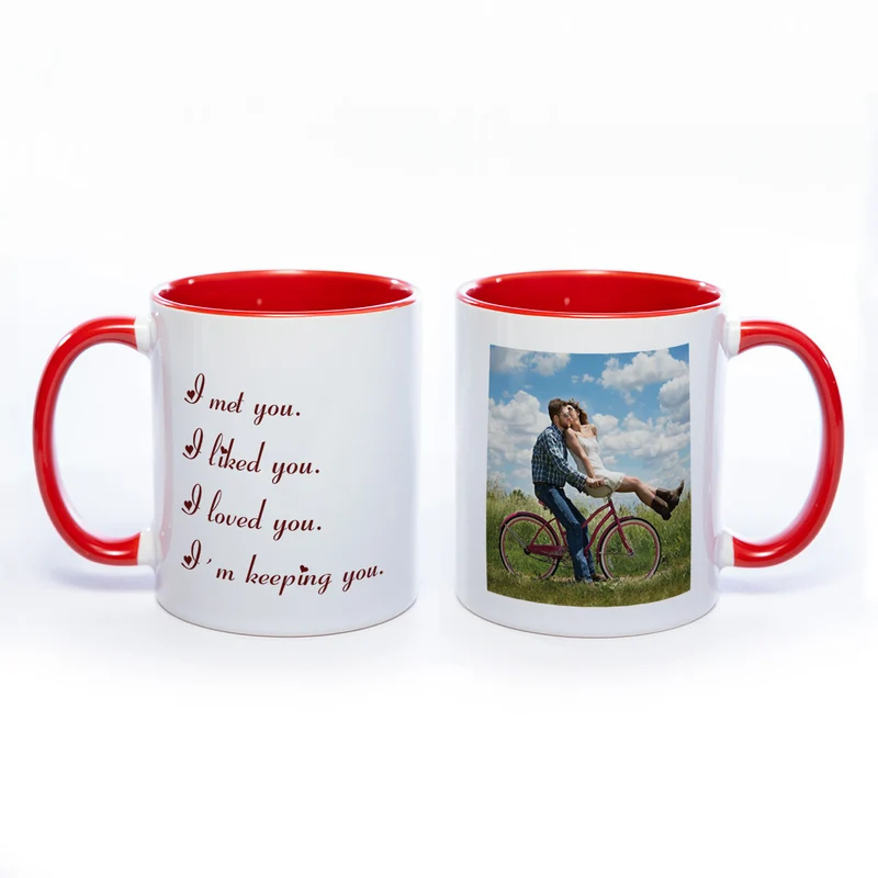 Liebes-Tasse "I met you" mit Foto (HD Druck) spülmaschinenfest