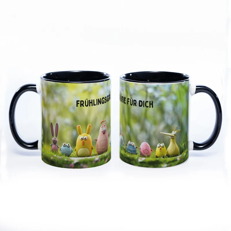 Motiv-Tasse Frühling mit Wunschtext - spülmaschinenfest