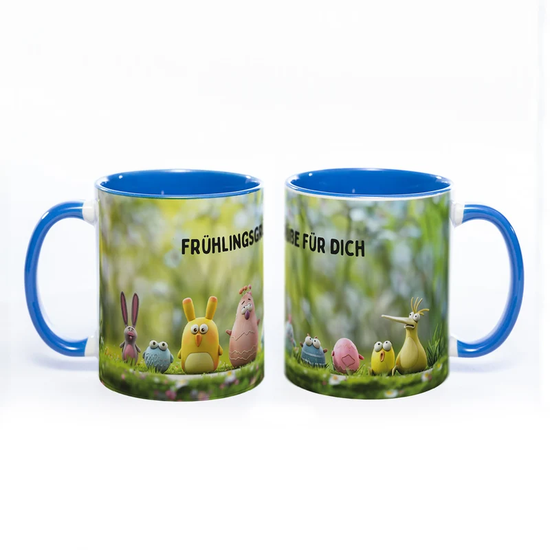 Motiv-Tasse Frühling mit Wunschtext - spülmaschinenfest