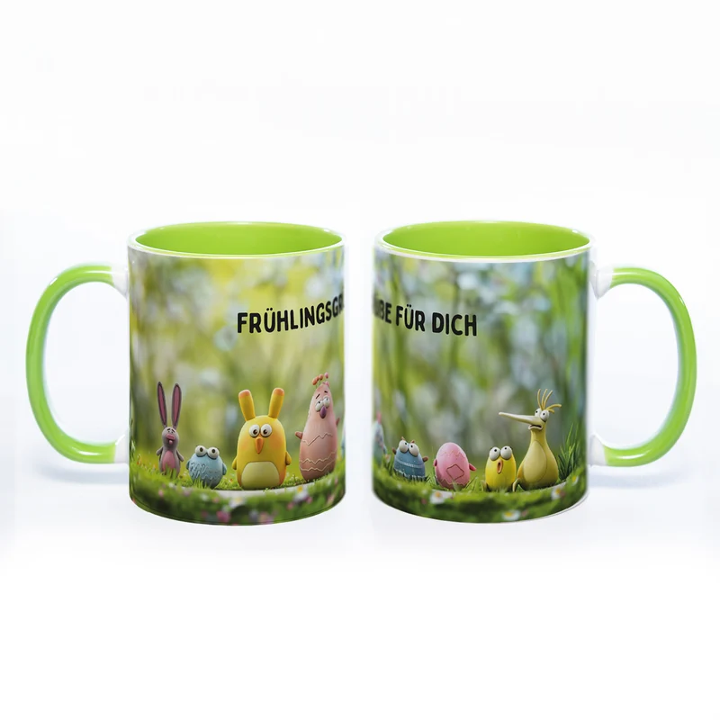 Motiv-Tasse Frühling mit Wunschtext - spülmaschinenfest