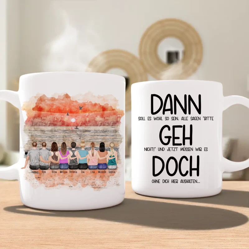 Personalisierte Tasse Kollegen (7 Frauen + 2 Männer) - Abschiedsgeschenk