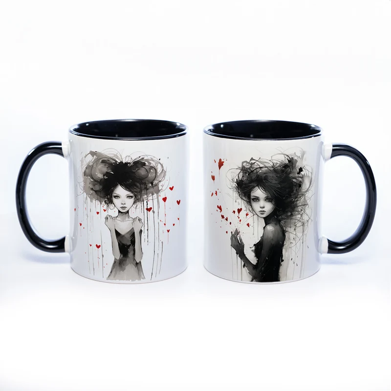 Mug Art Tasse mit Mädchen - Kaffeetasse spülmaschinenfest
