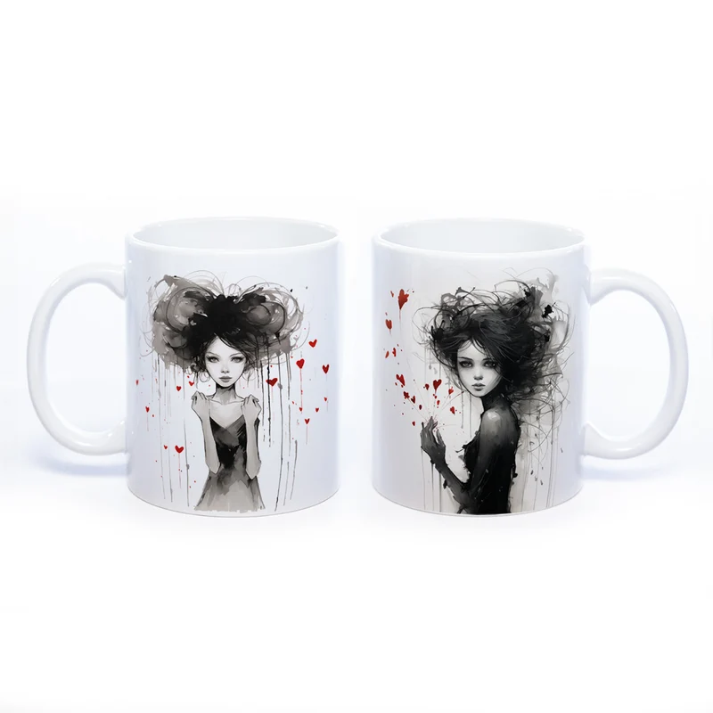 Mug Art Tasse mit Mädchen - Kaffeetasse spülmaschinenfest