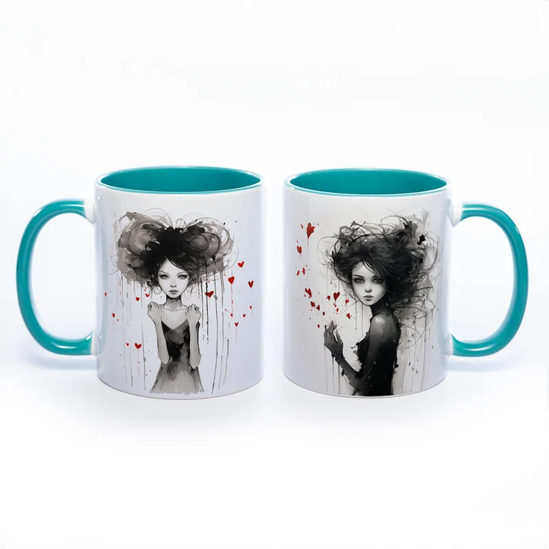 Mug Art Tasse mit Mädchen - Kaffeetasse spülmaschinenfest