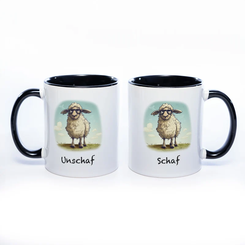 Lustige Motiv - Tasse Schaf Unschaf - spülmaschinenfest