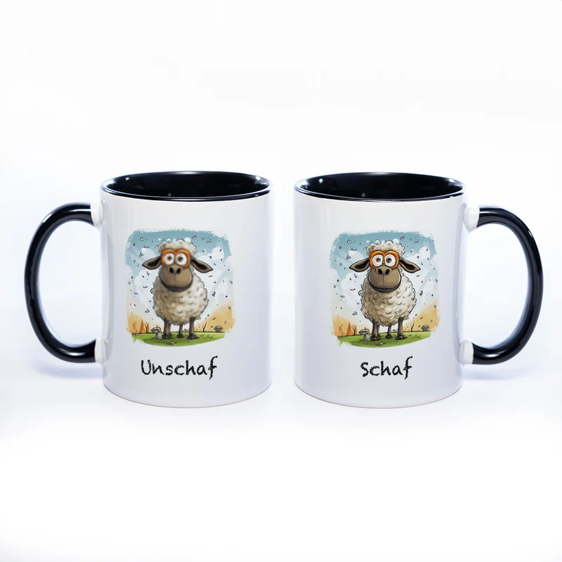 Lustige Motiv - Tasse Schaf Unschaf - spülmaschinenfest