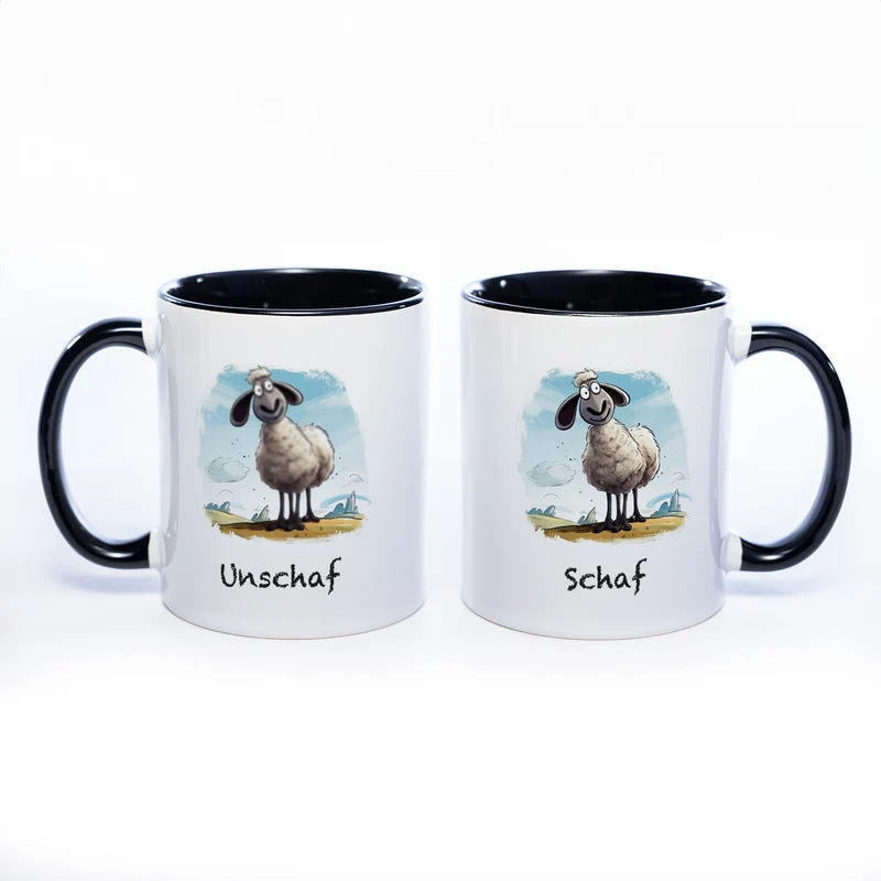 Lustige Motiv - Tasse Schaf Unschaf - spülmaschinenfest