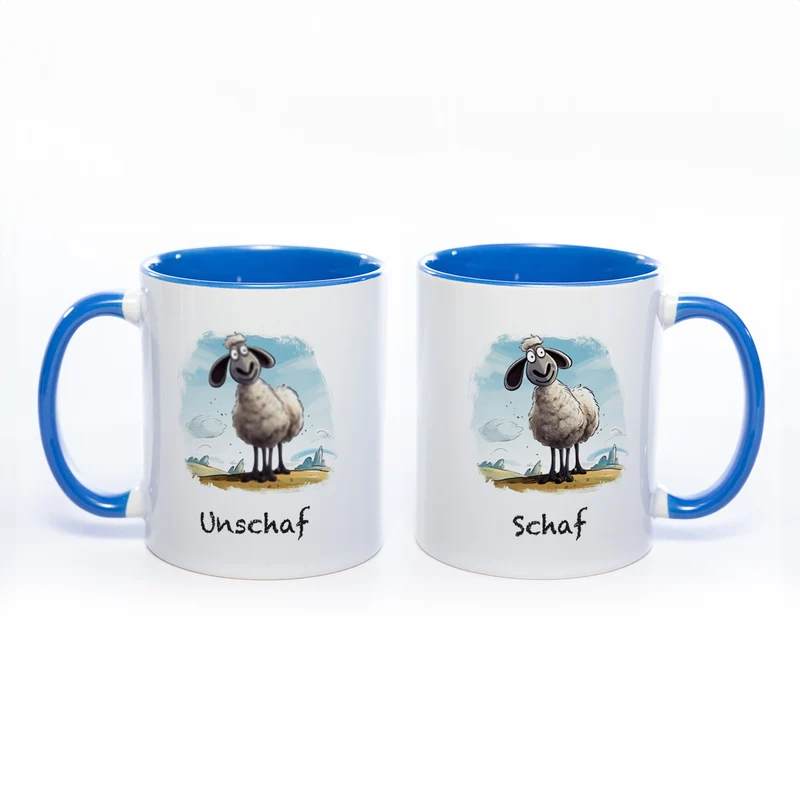Lustige Motiv - Tasse Schaf Unschaf - spülmaschinenfest