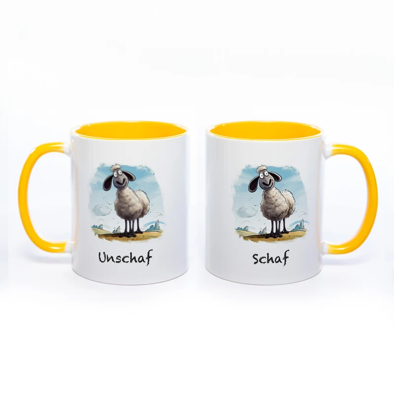 Lustige Motiv - Tasse Schaf Unschaf - spülmaschinenfest