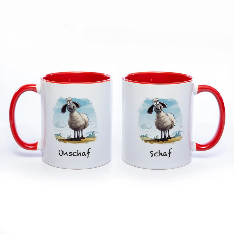 Lustige Motiv - Tasse Schaf Unschaf - spülmaschinenfest