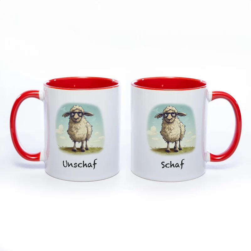Lustige Motiv - Tasse Schaf Unschaf - spülmaschinenfest