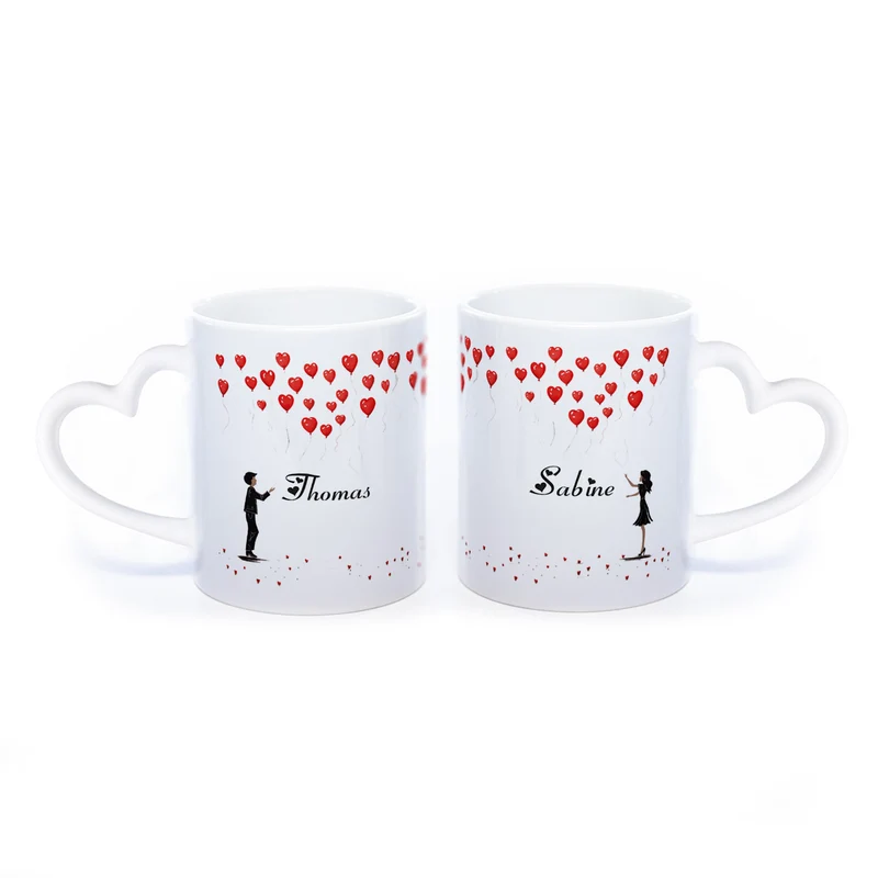Motiv - Tasse mit Liebespaar und 2 Wunschnamen spülmaschinenfest