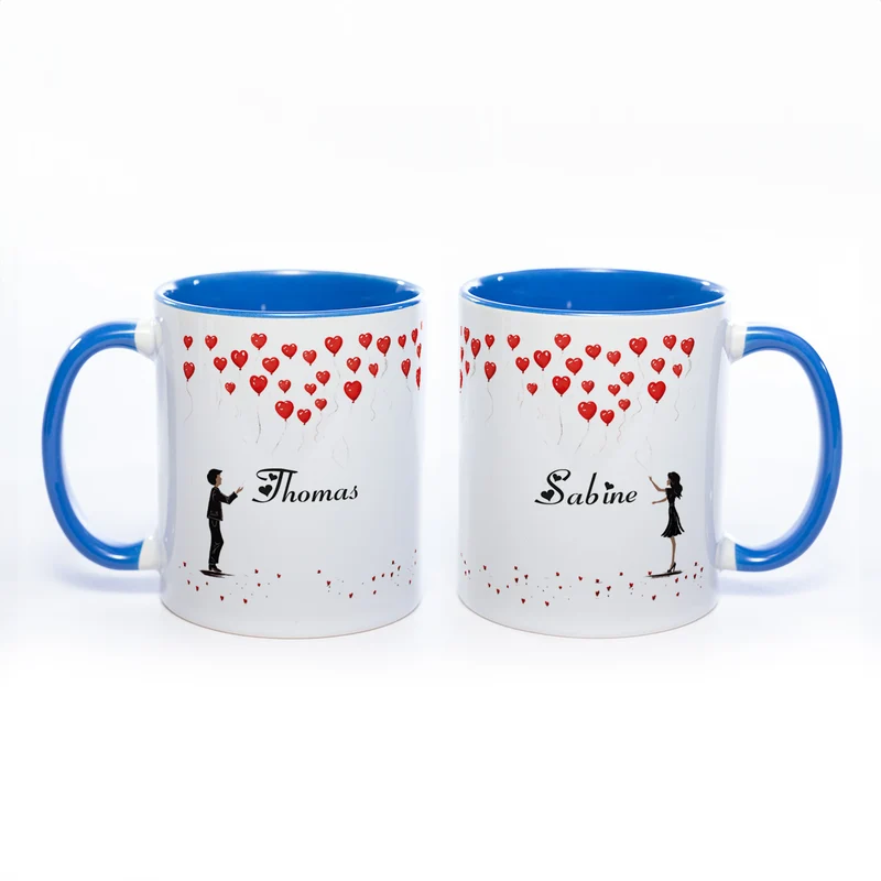 Motiv - Tasse mit Liebespaar und 2 Wunschnamen spülmaschinenfest