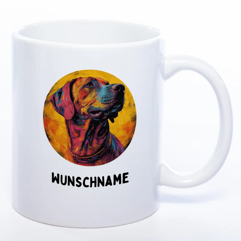 Mug Art Tasse mit Rhodesian Ridgeback Motiv 3 & wahlweise mit NAMEN- Kaffeetasse StickyWorld Exclusive