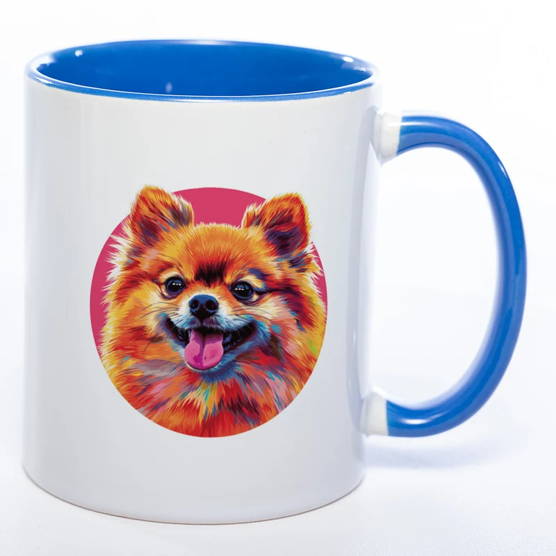 Mug Art Tasse mit Pomeranian Zwergspitz Motiv 3 & wahlweise mit NAME - Kaffeetasse StickyWorld Exclusive