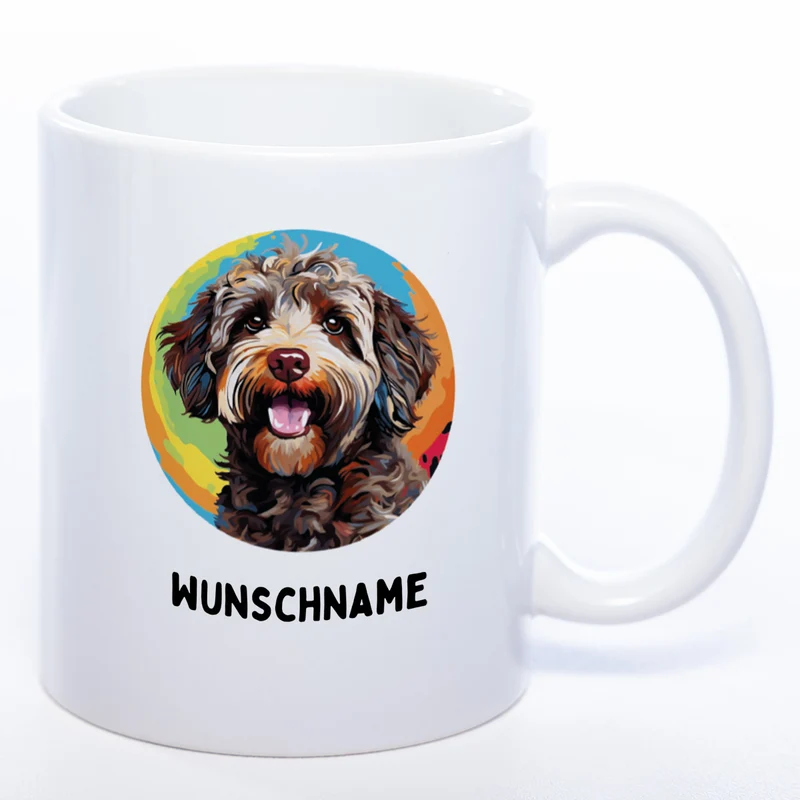 Mug Art Tasse mit Lagotto Romagnolo Motiv 2 & wahlweise mit NAME - Kaffeetasse StickyWorld Exclusive