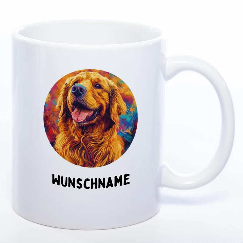 Mug Art Tasse mit Golden Retriever Motiv 4 & wahlweise mit NAME - Kaffeetasse StickyWorld Exclusive
