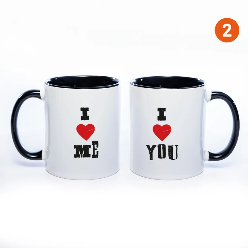 Motiv - Tasse mit Sprüchen "I LOVE ME" & "I LOVE YOU" spülmaschinenfest