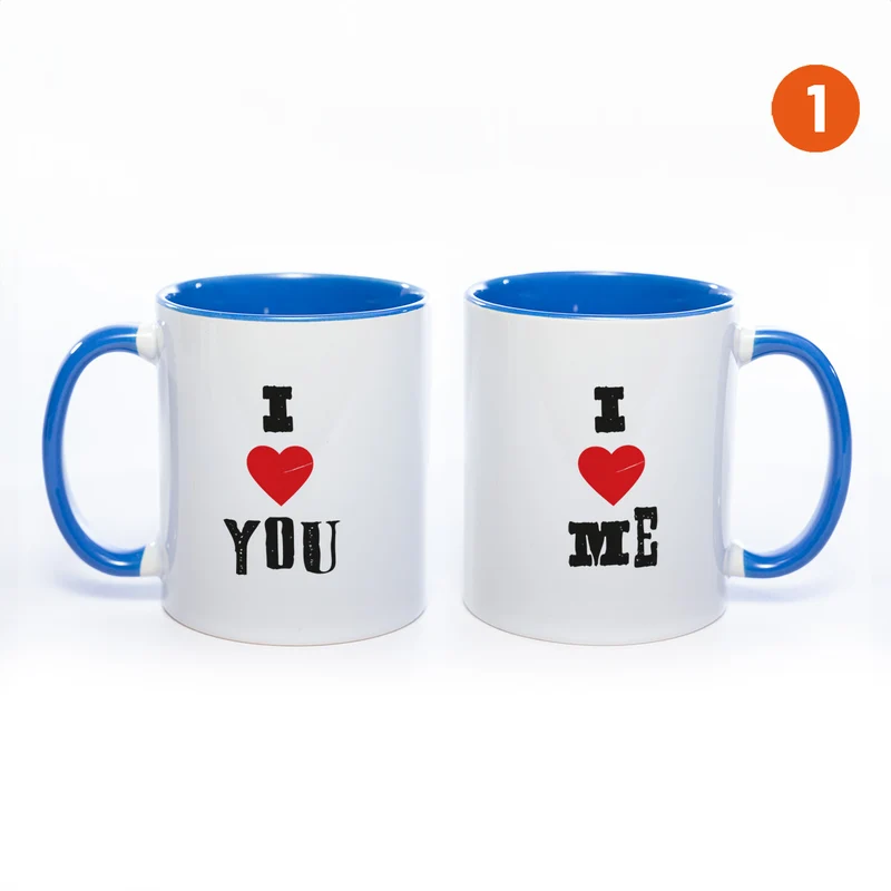 Motiv - Tasse mit Sprüchen "I LOVE ME" & "I LOVE YOU" spülmaschinenfest