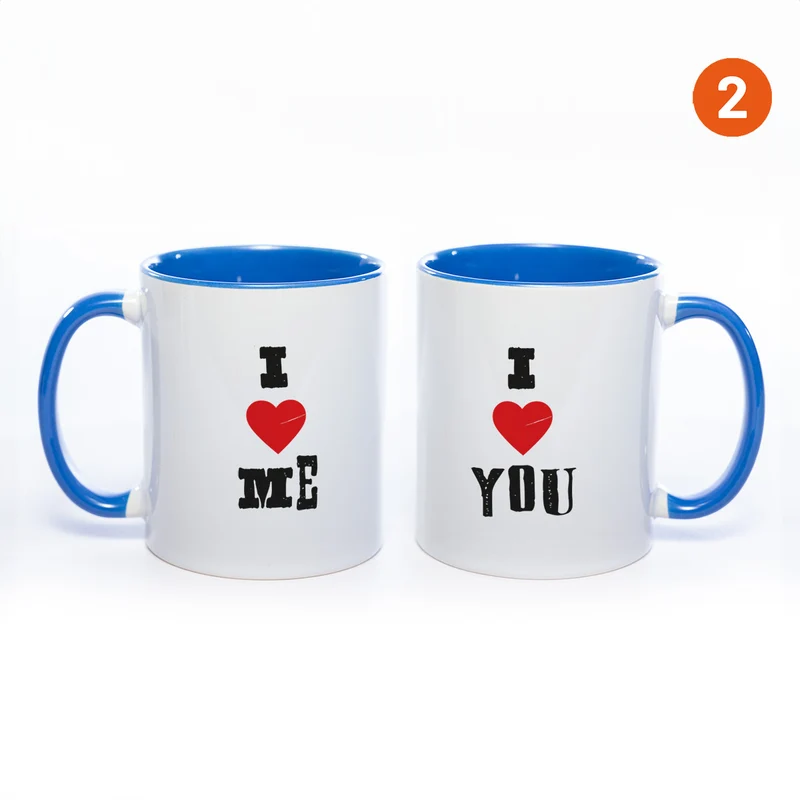 Motiv - Tasse mit Sprüchen "I LOVE ME" & "I LOVE YOU" spülmaschinenfest