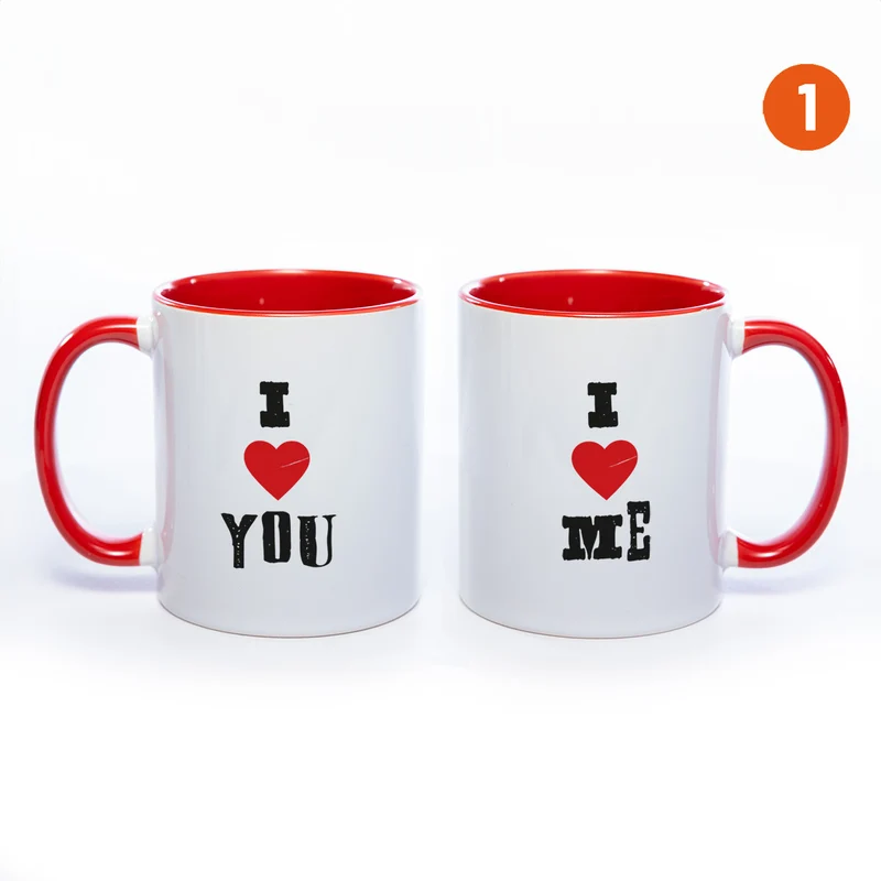 Motiv - Tasse mit Sprüchen "I LOVE ME" & "I LOVE YOU" spülmaschinenfest