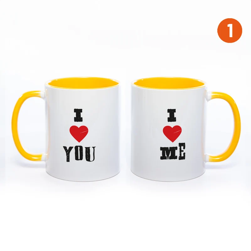 Motiv - Tasse mit Sprüchen "I LOVE ME" & "I LOVE YOU" spülmaschinenfest
