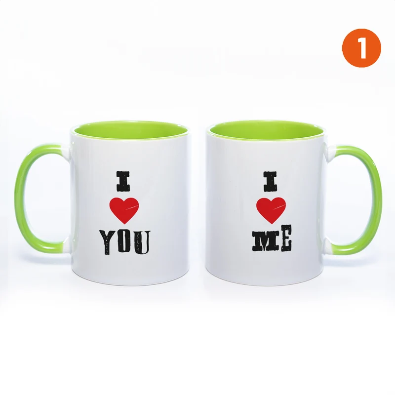 Motiv - Tasse mit Sprüchen "I LOVE ME" & "I LOVE YOU" spülmaschinenfest