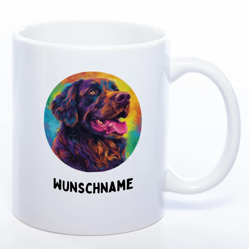 Mug Art Tasse mit Flat coated Retriever Motiv 2 & wahlweise mit NAMEN - Kaffeetasse StickyWorld Exclusive