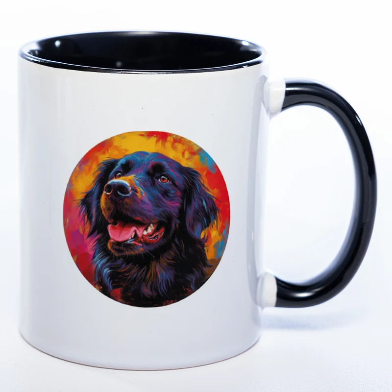Mug Art Tasse mit Flat coated Retriever & wahlweise mit NAMEN - Kaffeetasse StickyWorld Exclusive