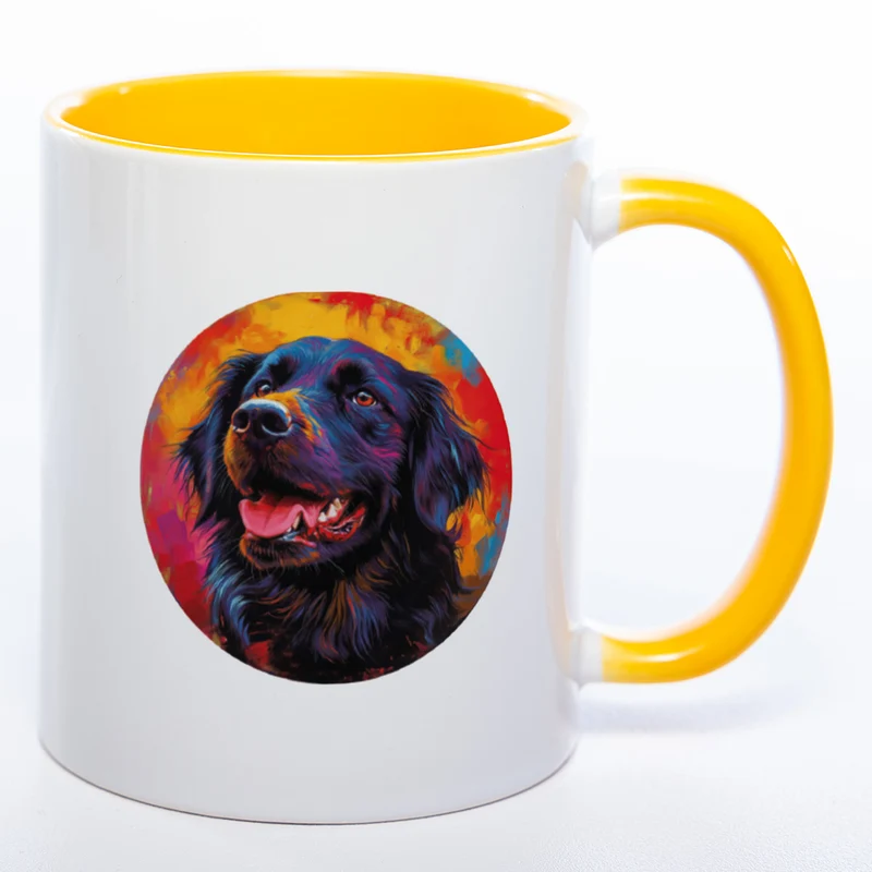 Mug Art Tasse mit Flat coated Retriever & wahlweise mit NAMEN - Kaffeetasse StickyWorld Exclusive