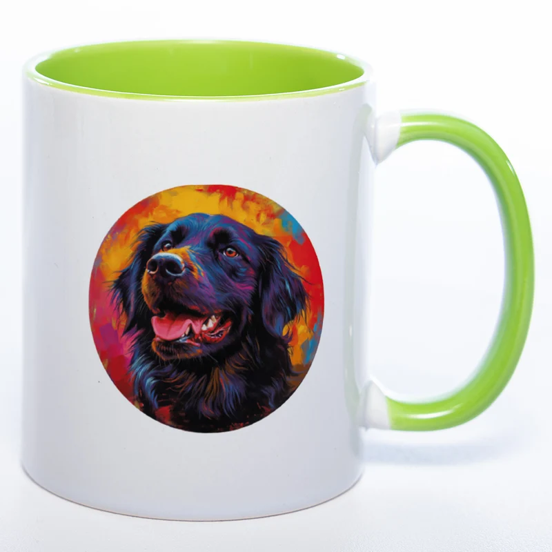 Mug Art Tasse mit Flat coated Retriever & wahlweise mit NAMEN - Kaffeetasse StickyWorld Exclusive