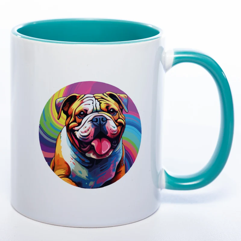 Mug Art Tasse mit Englischer Bulldogge Motiv 2 & wahlweise mit NAMEN - Kaffeetasse StickyWorld Exclusive