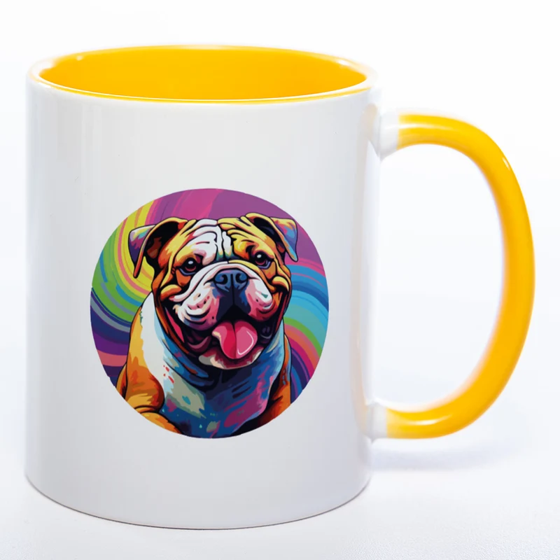 Mug Art Tasse mit Englischer Bulldogge Motiv 2 & wahlweise mit NAMEN - Kaffeetasse StickyWorld Exclusive
