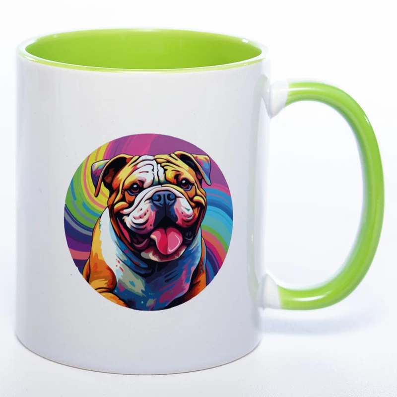 Mug Art Tasse mit Englischer Bulldogge Motiv 2 & wahlweise mit NAMEN - Kaffeetasse StickyWorld Exclusive